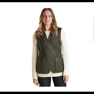 Barbour Betty Quilted Olive Green Quilted Vest Small/Med EUC